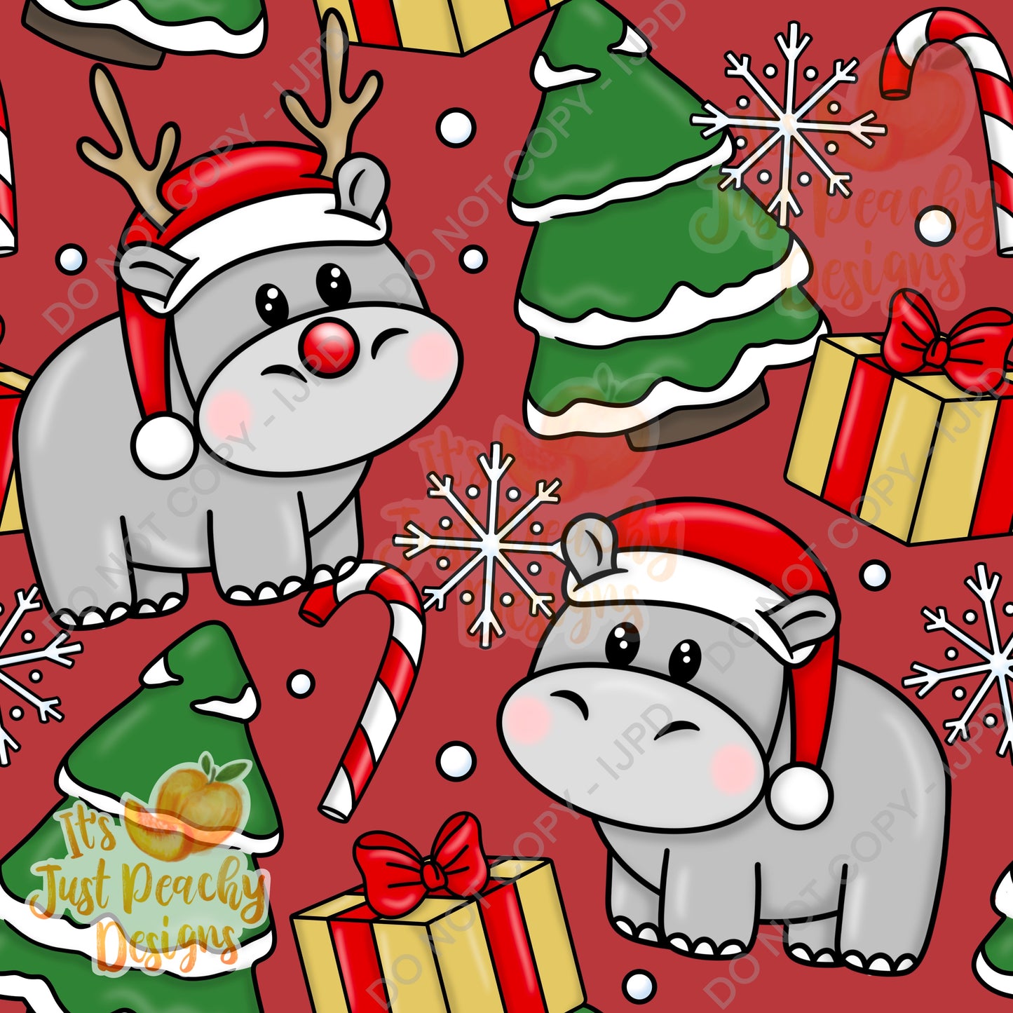 Winter Christmas Hippo - Multiple Colors