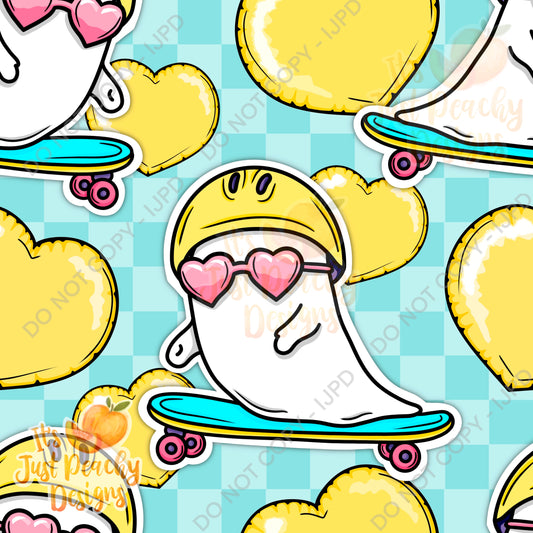 Skateboard Ghost Sticker Style- Multiple Color Options