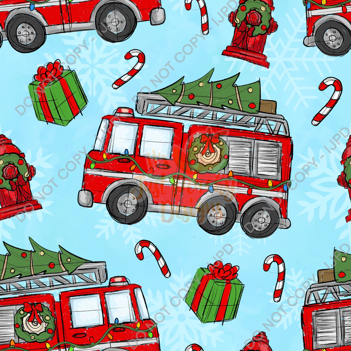 Christmas Fire Trucks- Multiple Colors – It’s Just Peachy Designs