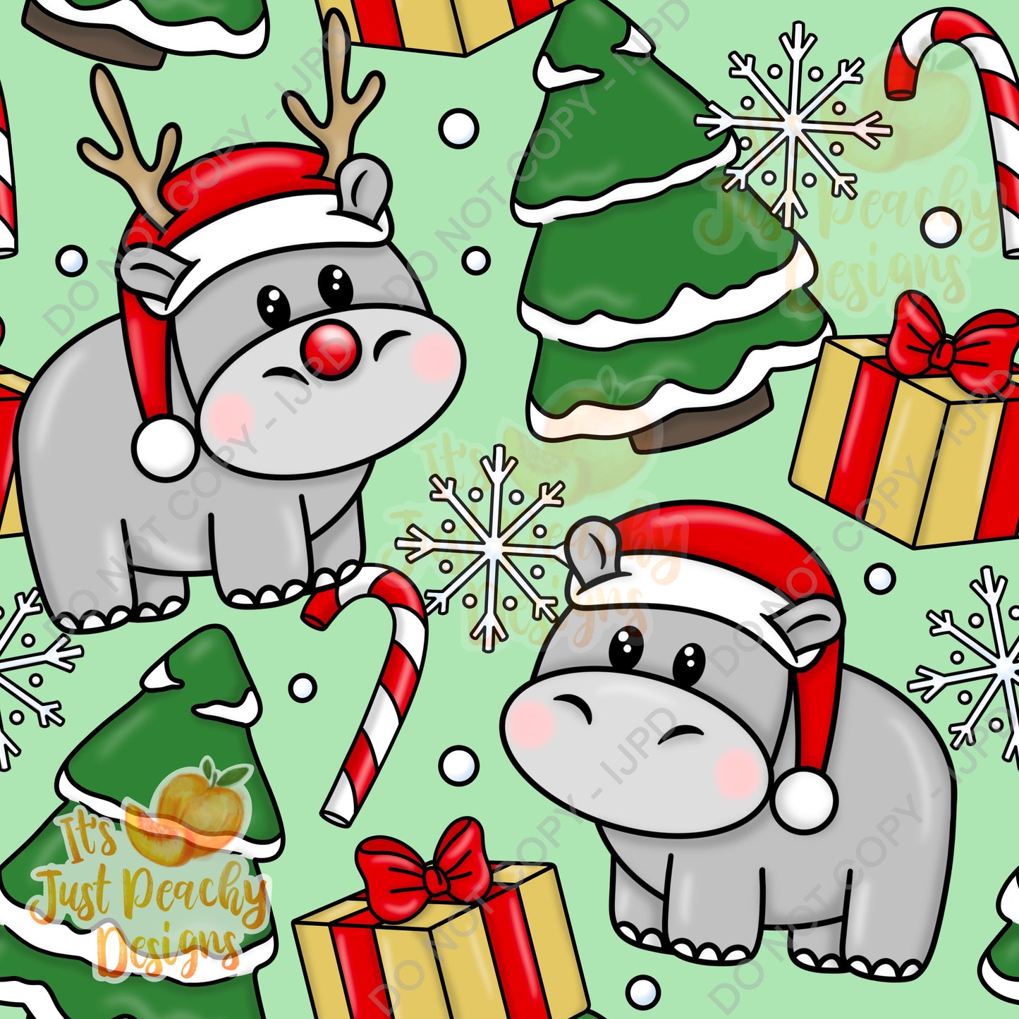 Winter Christmas Hippo - Multiple Colors