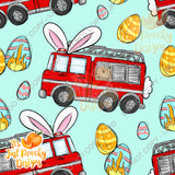 Easter Fire Trucks- Mini Collection - PNG or Seamless