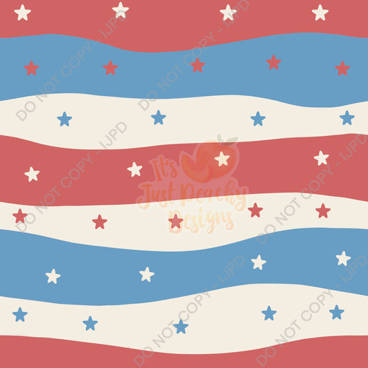 Retro Patriotic Wavy Stripes