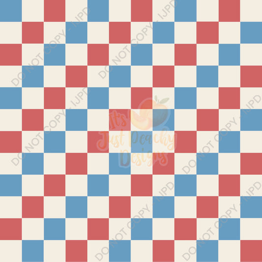 Retro Red Blue Checker