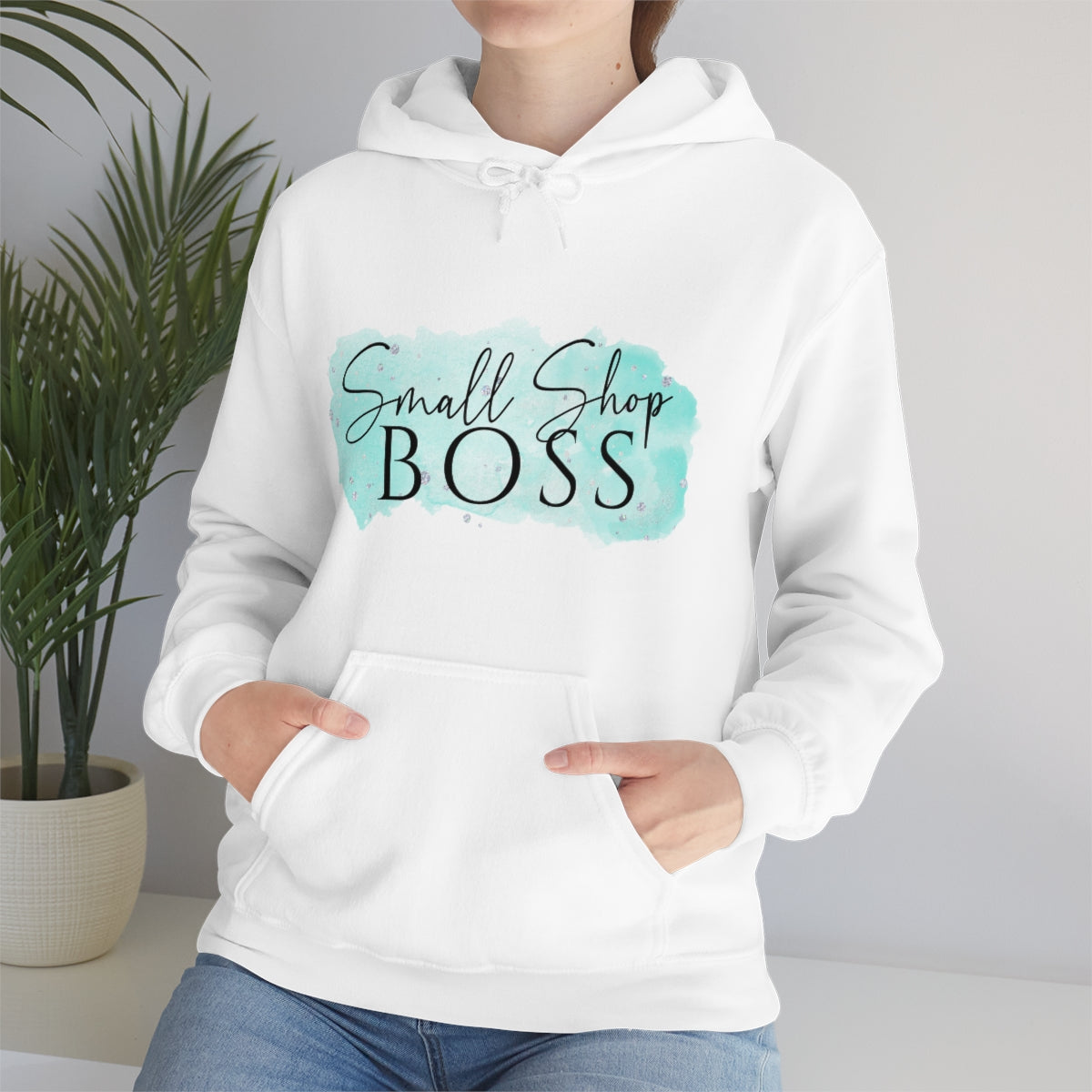 Blue Small Shop Boss, Unisex Heavy Blend™ Hooded Sweatshirt