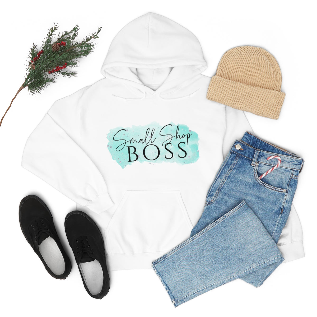 Blue Small Shop Boss, Unisex Heavy Blend™ Hooded Sweatshirt