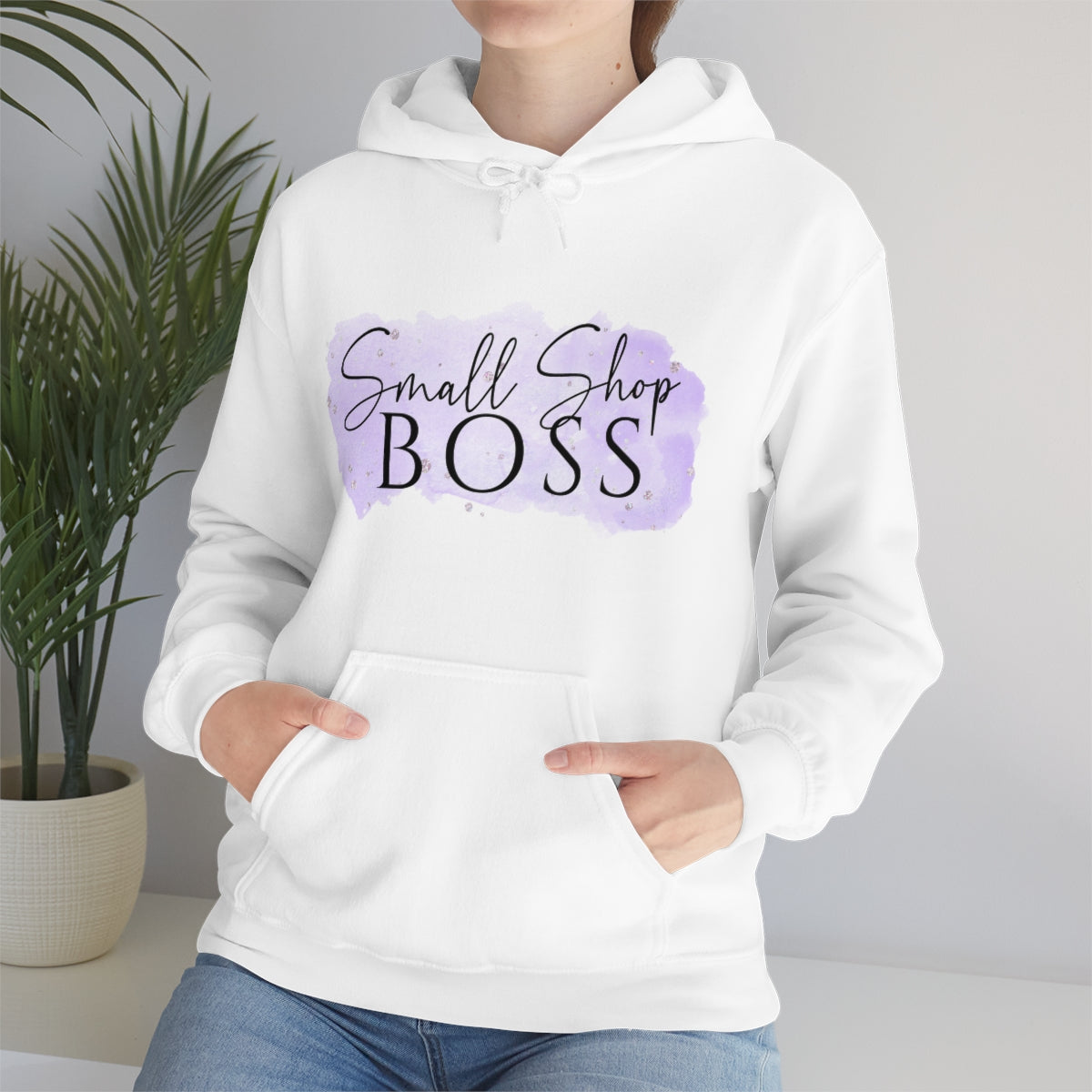 Purple Small Shop Boss, Unisex Heavy Blend™ Hooded Sweatshirt