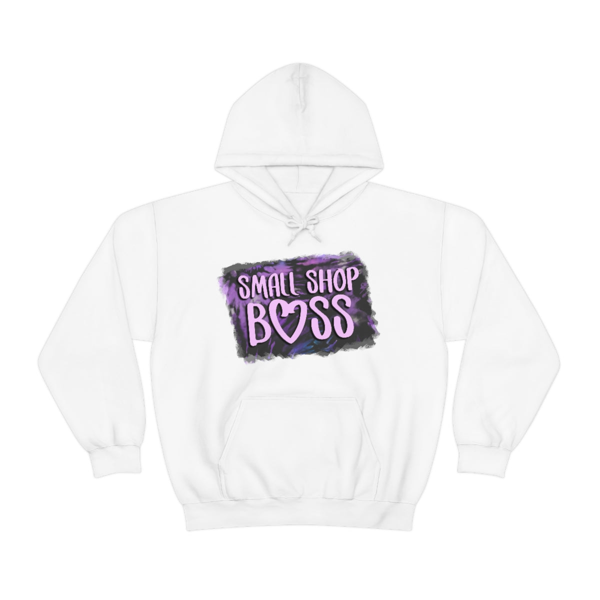 Purple Tie Dye Small Shop Boss, Unisex Heavy Blend™ Hooded Sweatshirt