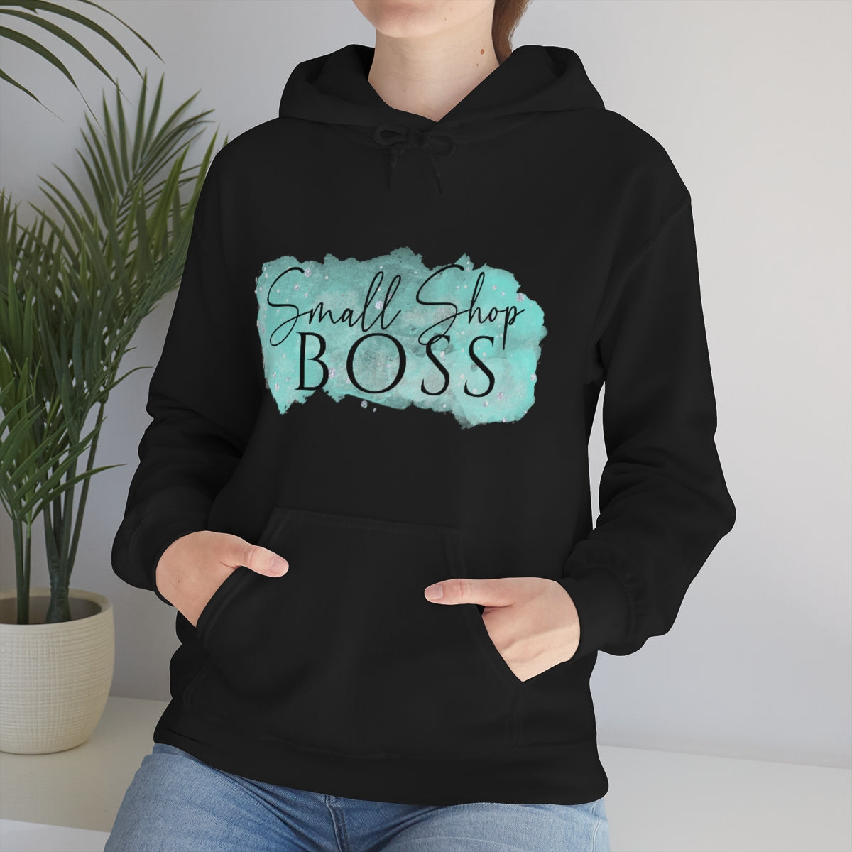 Blue Small Shop Boss, Unisex Heavy Blend™ Hooded Sweatshirt