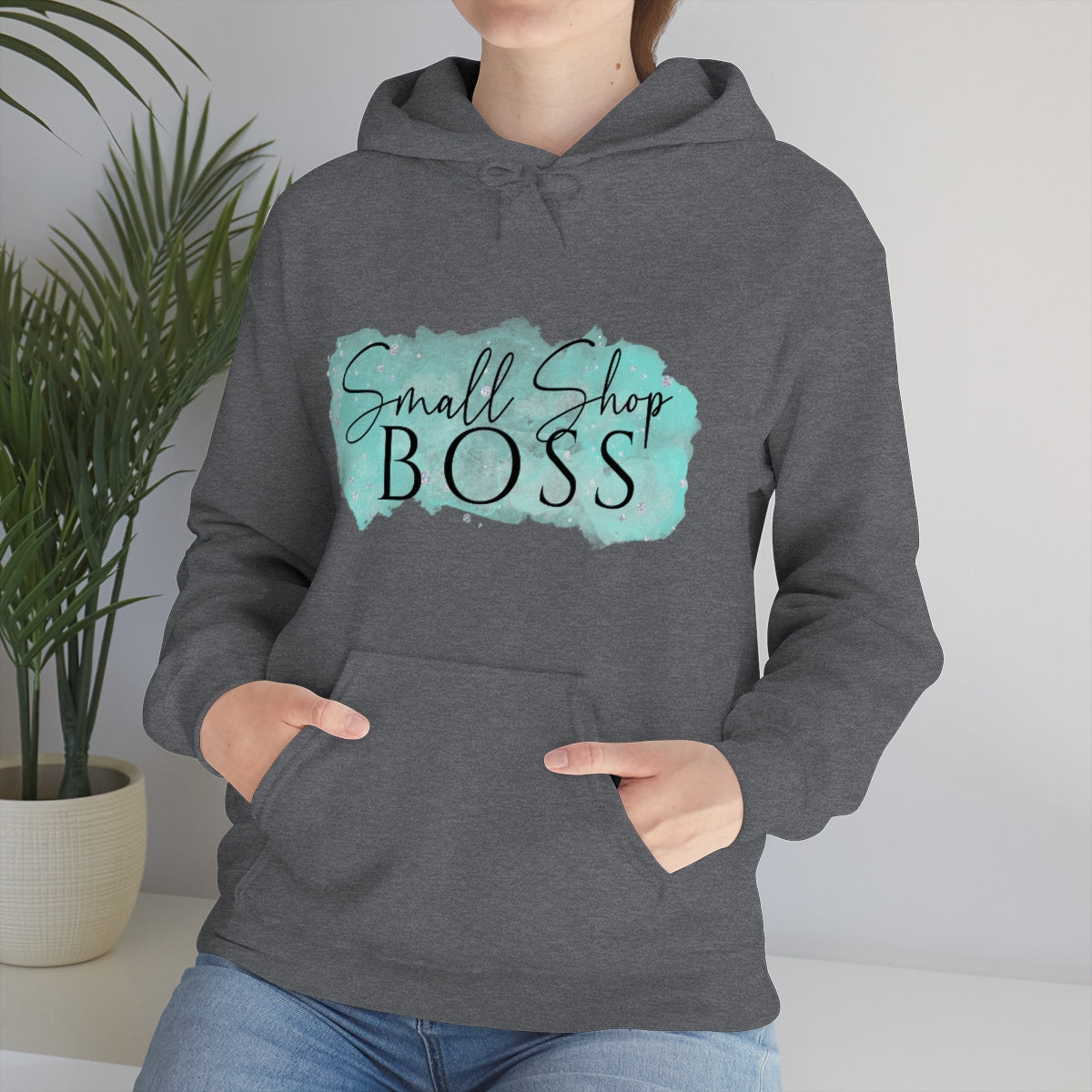 Blue Small Shop Boss, Unisex Heavy Blend™ Hooded Sweatshirt