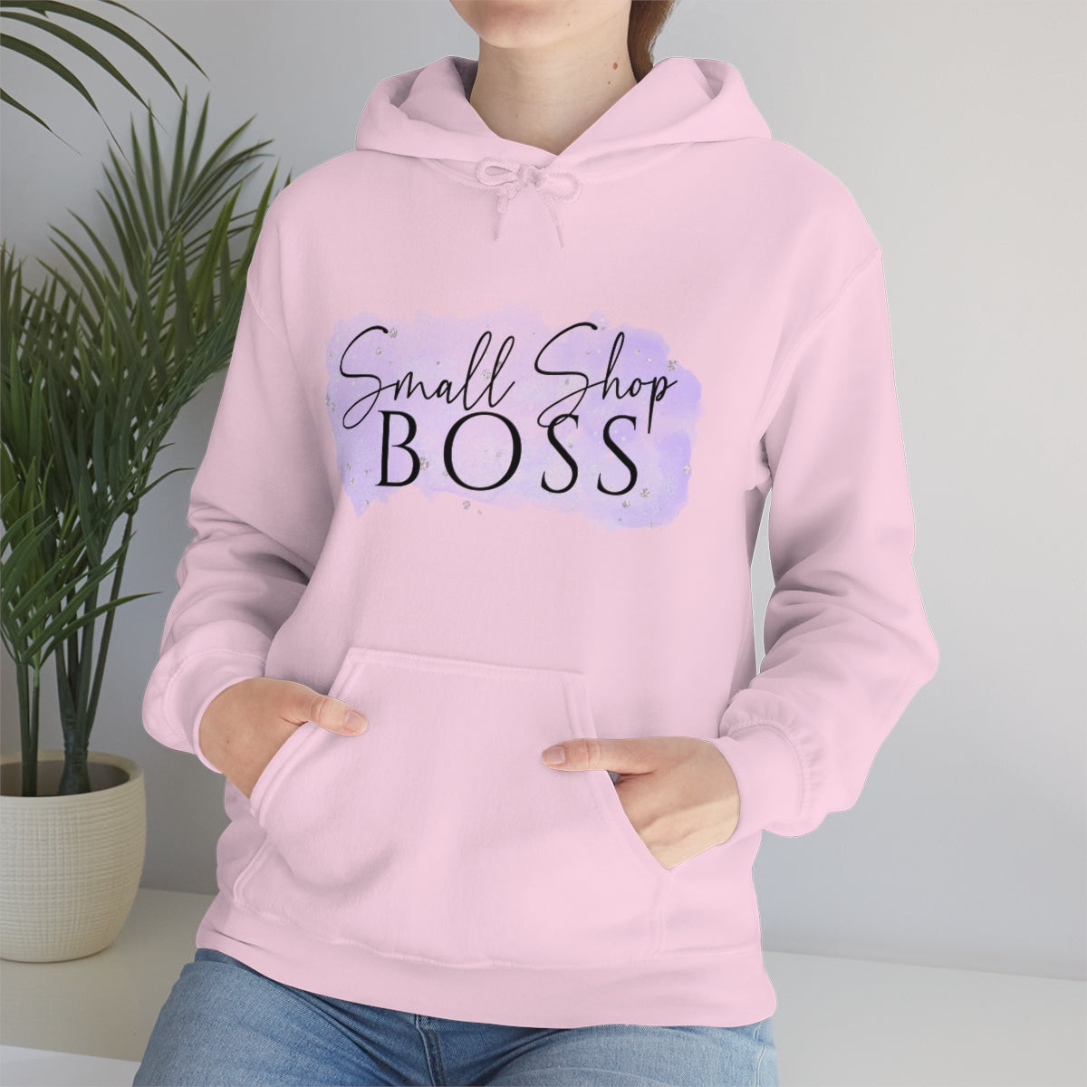 Purple Small Shop Boss, Unisex Heavy Blend™ Hooded Sweatshirt