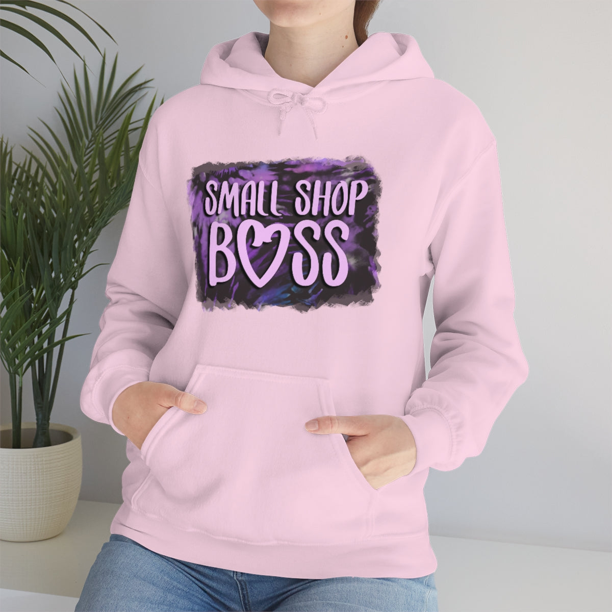 Purple Tie Dye Small Shop Boss, Unisex Heavy Blend™ Hooded Sweatshirt