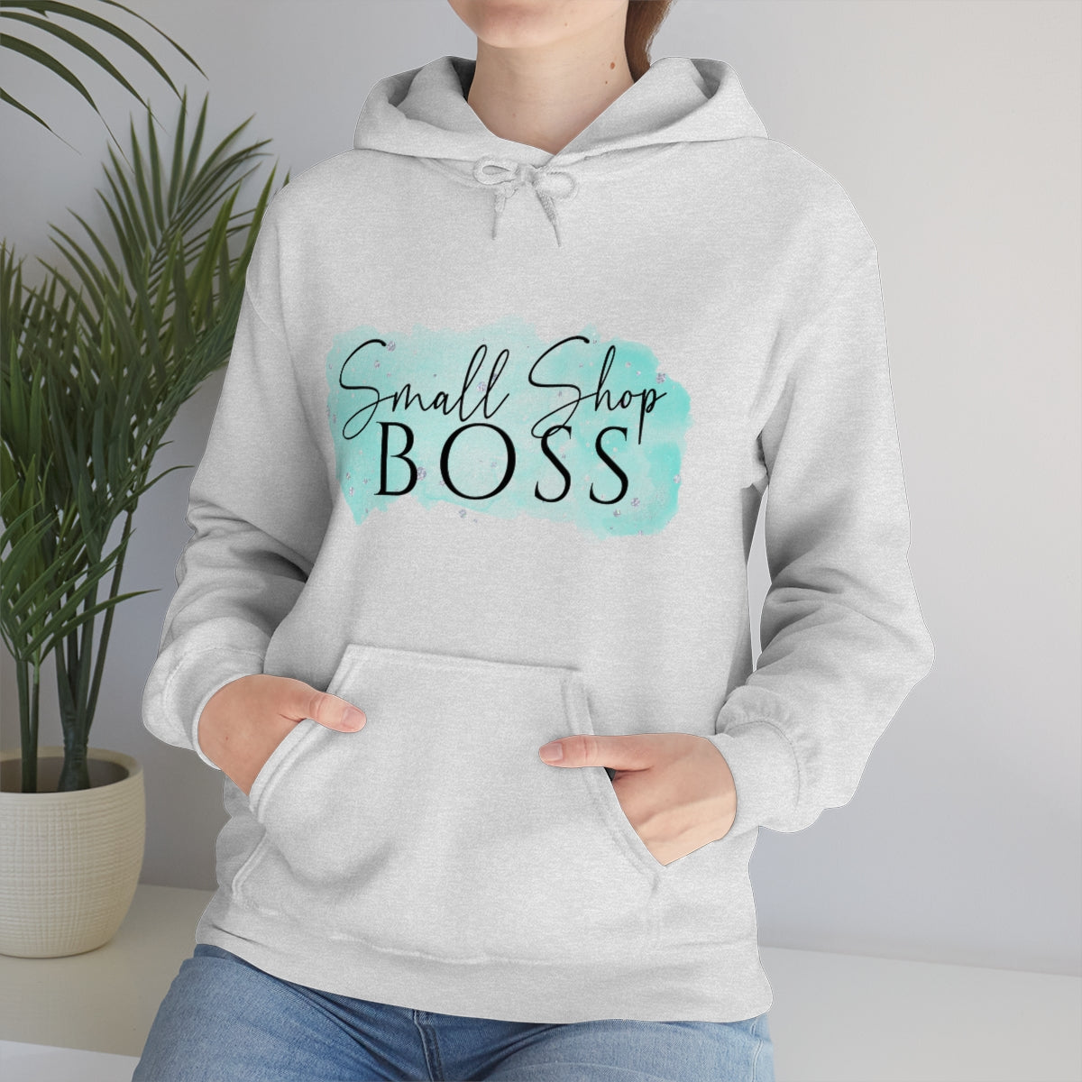 Blue Small Shop Boss, Unisex Heavy Blend™ Hooded Sweatshirt