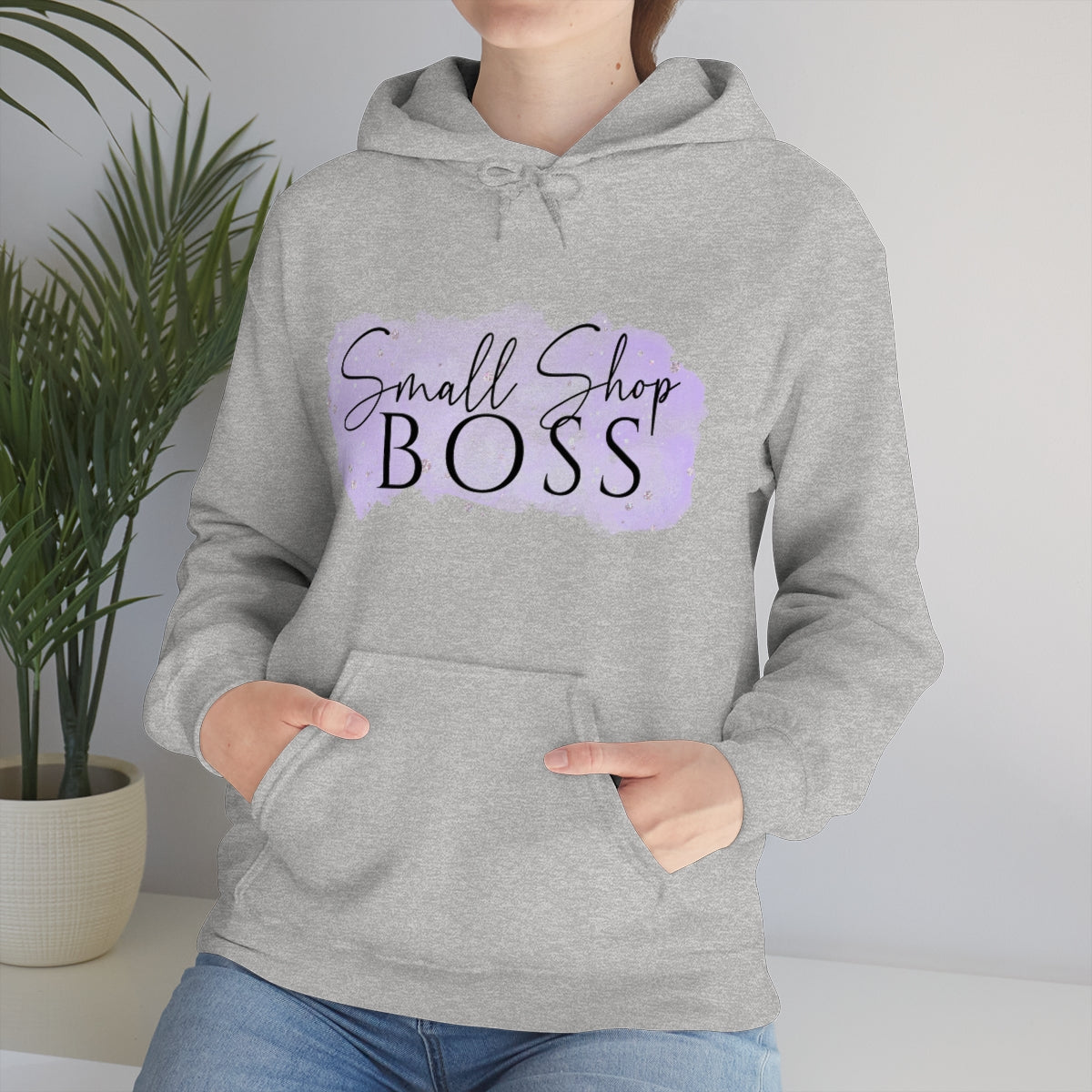 Purple Small Shop Boss, Unisex Heavy Blend™ Hooded Sweatshirt