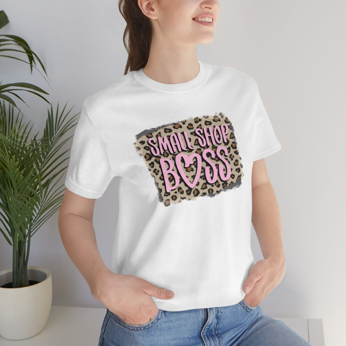 Pink Leopard Small Shop Boss B + C Unisex Jersey Short Sleeve Tee