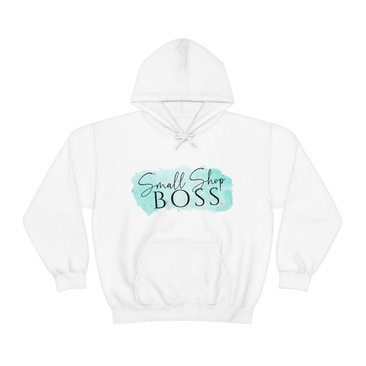 Blue Small Shop Boss, Unisex Heavy Blend™ Hooded Sweatshirt