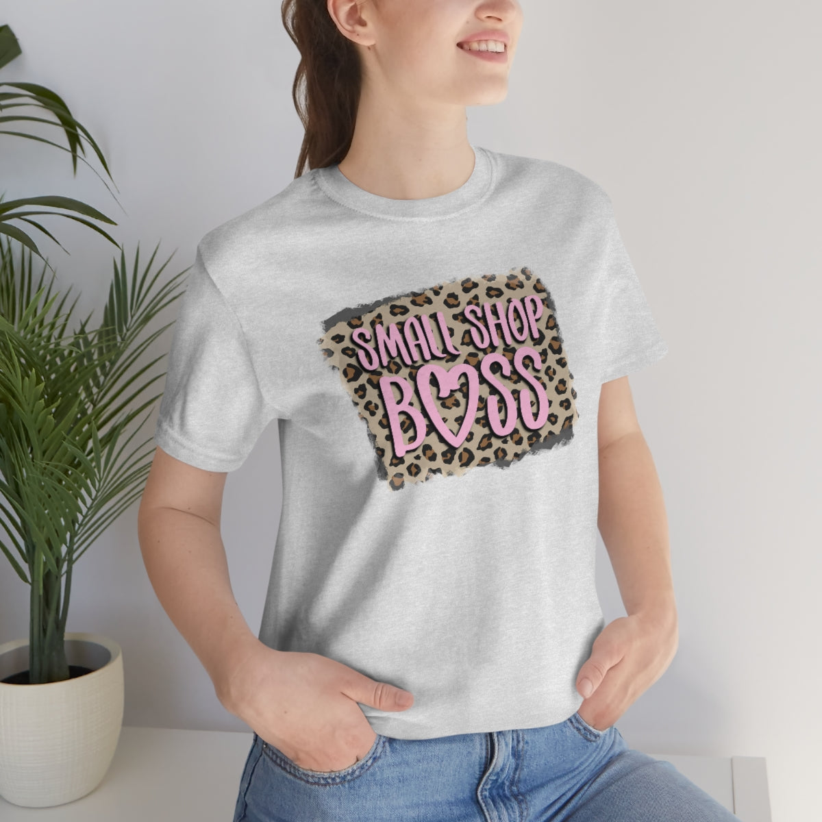 Pink Leopard Small Shop Boss B + C Unisex Jersey Short Sleeve Tee