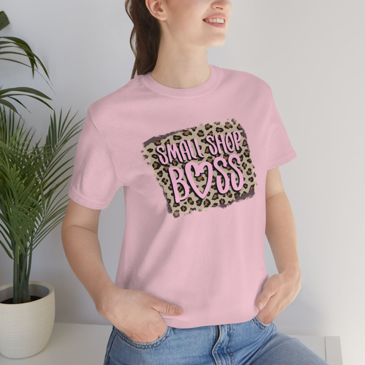 Pink Leopard Small Shop Boss B + C Unisex Jersey Short Sleeve Tee