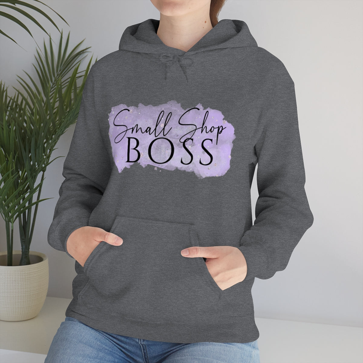 Purple Small Shop Boss, Unisex Heavy Blend™ Hooded Sweatshirt