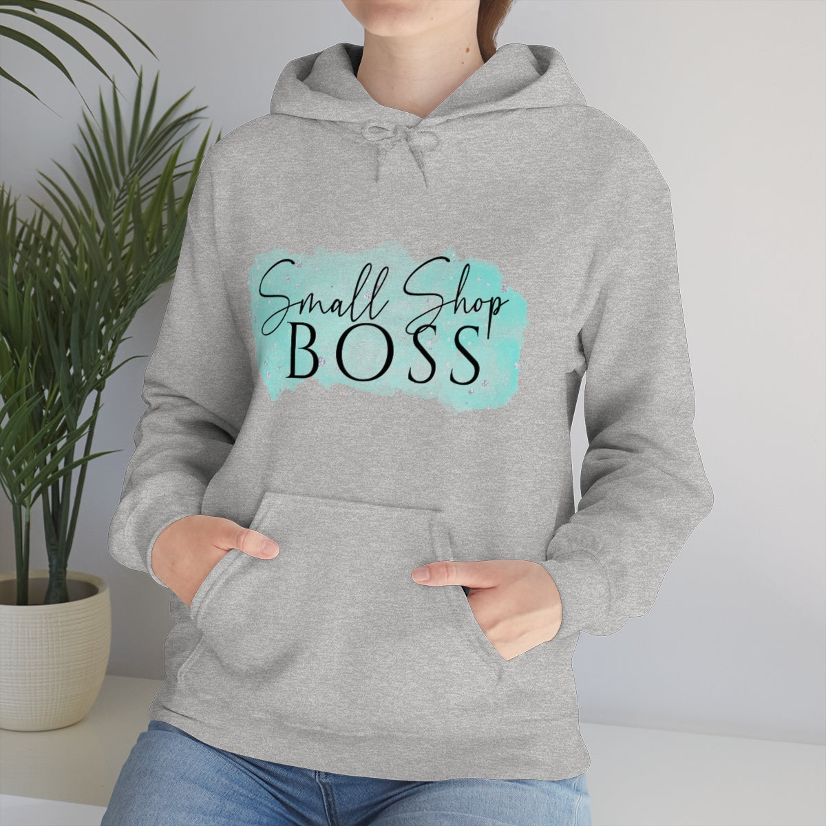 Blue Small Shop Boss, Unisex Heavy Blend™ Hooded Sweatshirt