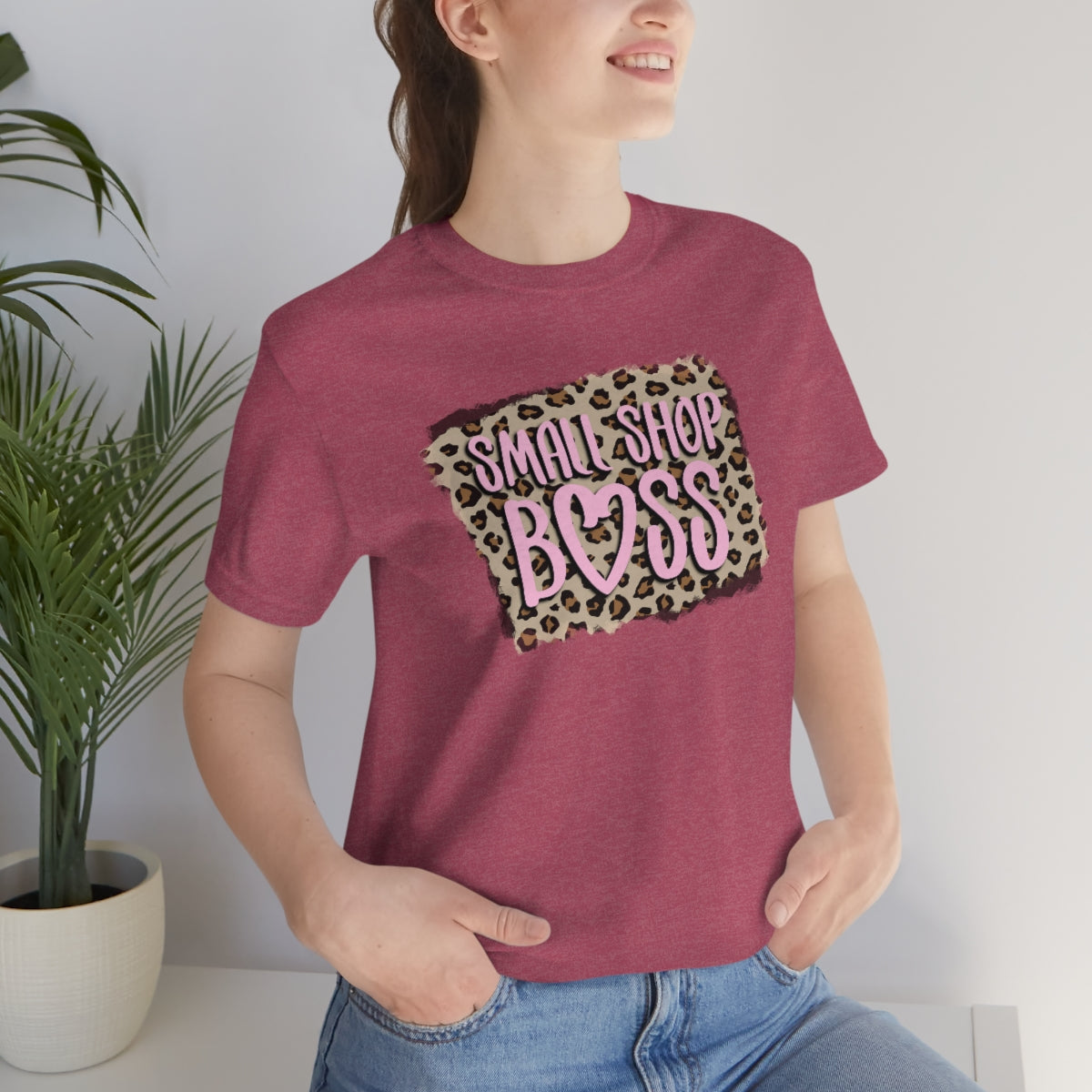 Pink Leopard Small Shop Boss B + C Unisex Jersey Short Sleeve Tee