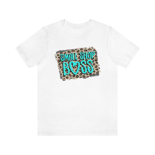 Teal Leopard Small Shop Boss B + C Unisex Jersey Short Sleeve Tee