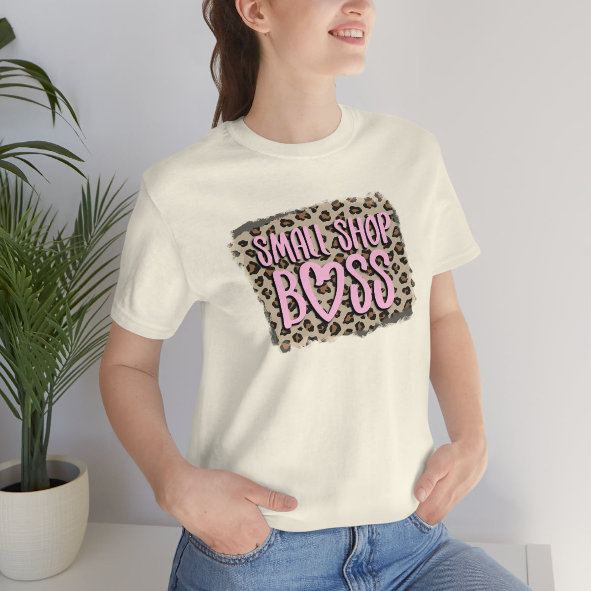 Pink Leopard Small Shop Boss B + C Unisex Jersey Short Sleeve Tee