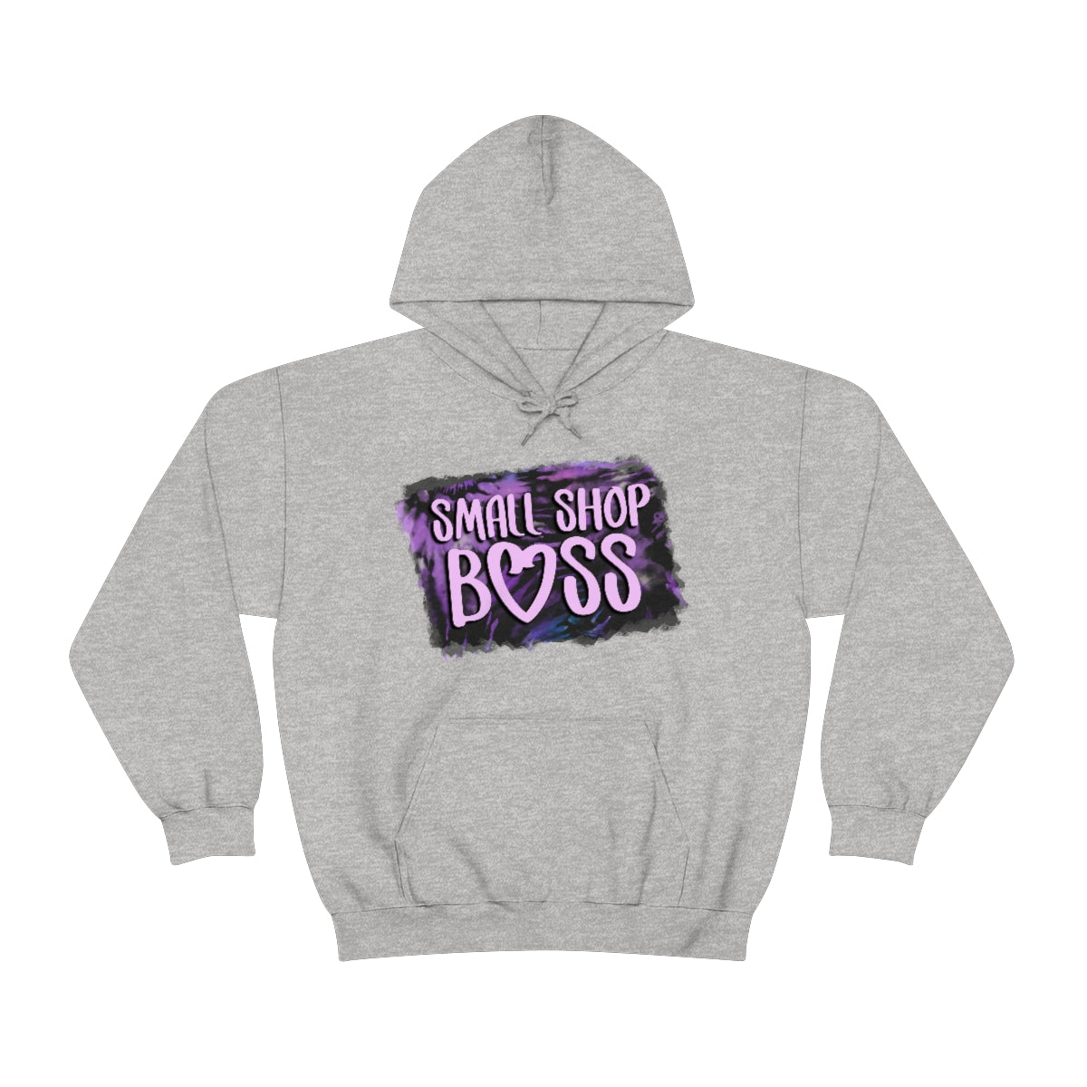 Purple Tie Dye Small Shop Boss, Unisex Heavy Blend™ Hooded Sweatshirt