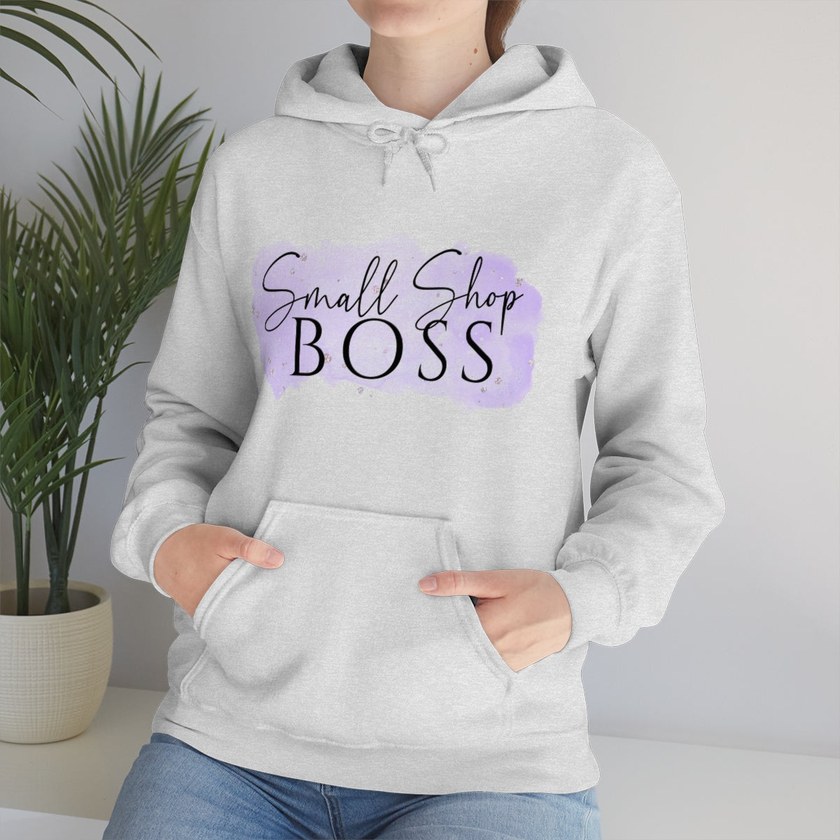 Purple Small Shop Boss, Unisex Heavy Blend™ Hooded Sweatshirt