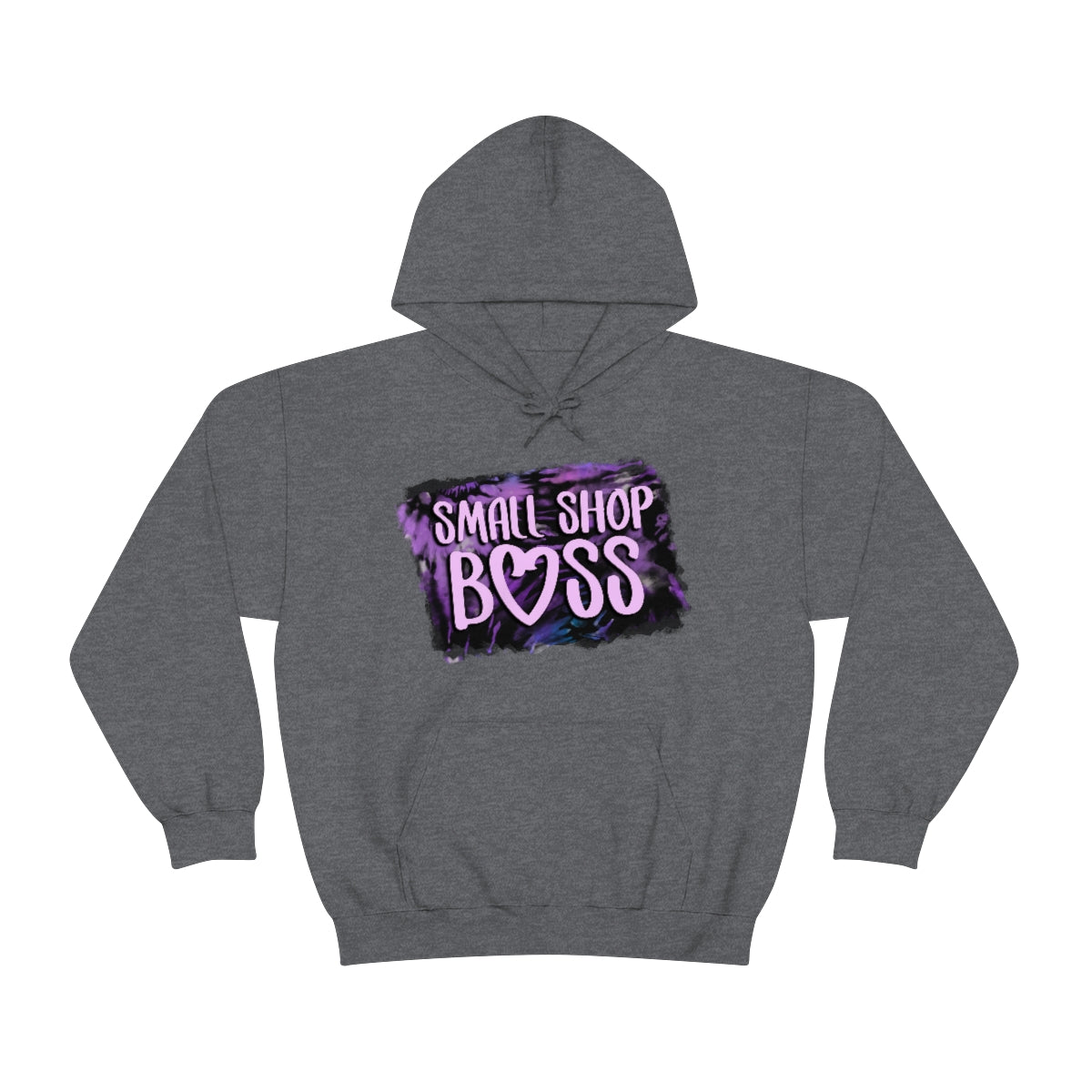 Purple Tie Dye Small Shop Boss, Unisex Heavy Blend™ Hooded Sweatshirt