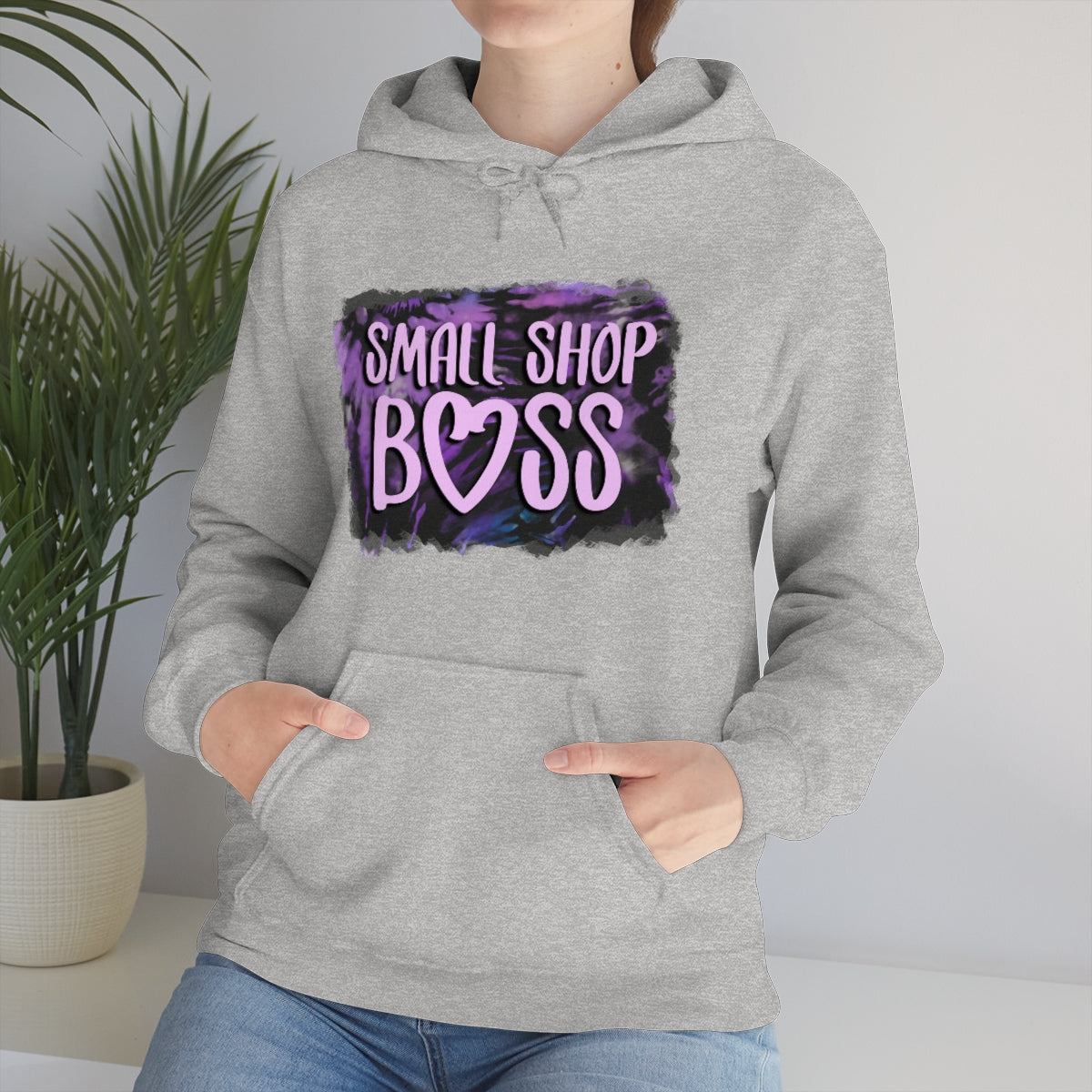 Purple Tie Dye Small Shop Boss, Unisex Heavy Blend™ Hooded Sweatshirt