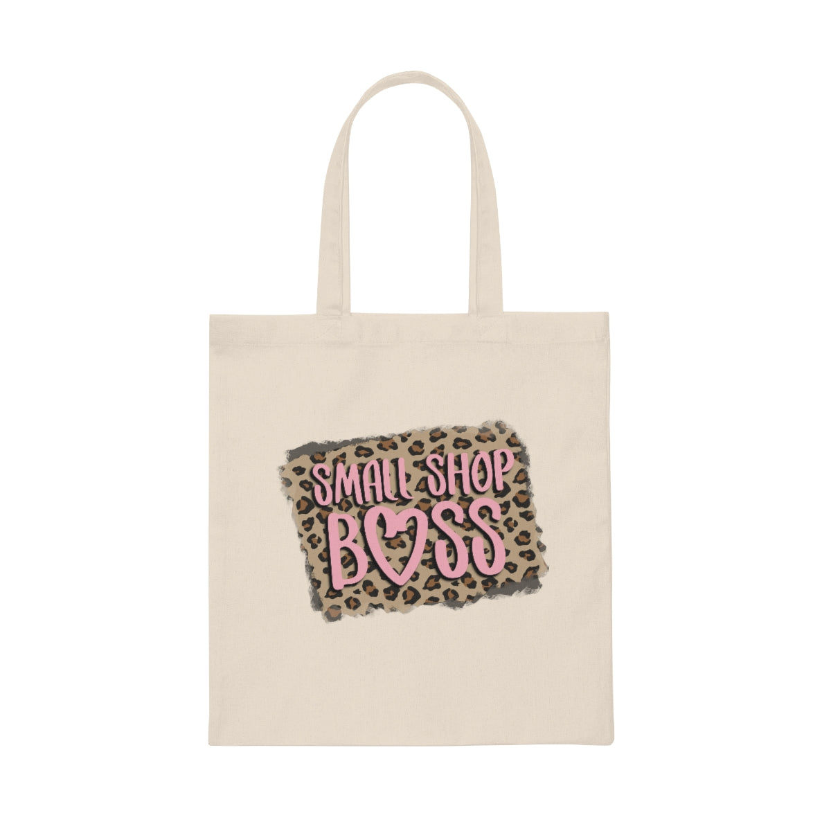 Pink  Leopard Small Shop Boss Canvas Tote Bag