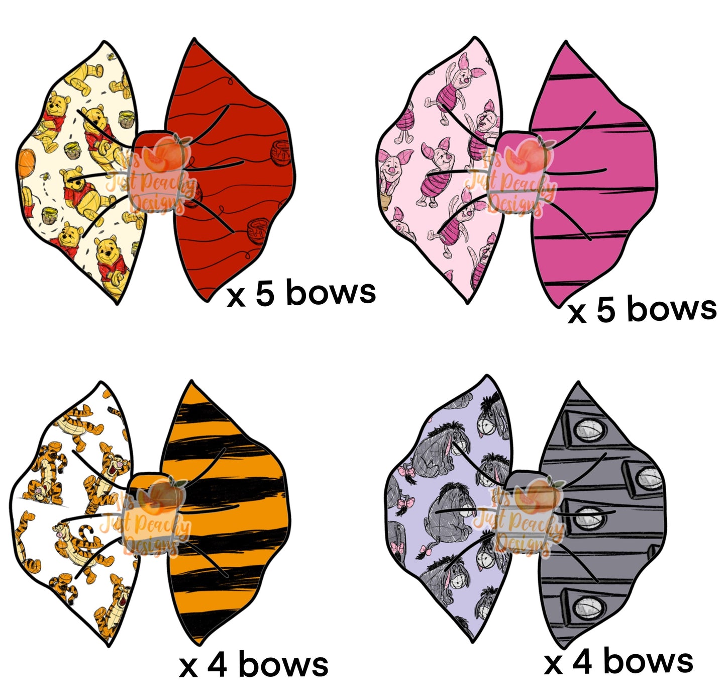 Half/Half Bows- Acre Wood Variety