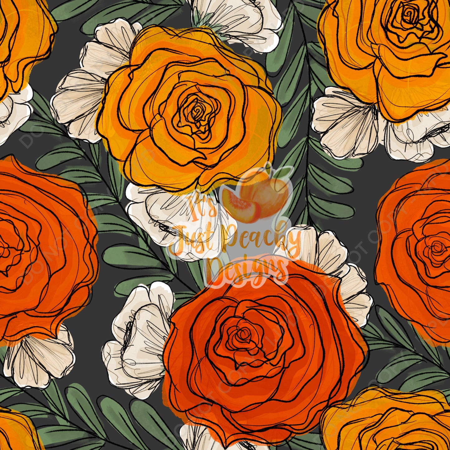 Orange Floral -Multiple Color Options