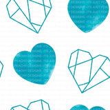 Blue Geometric Hearts- Multiple Colors