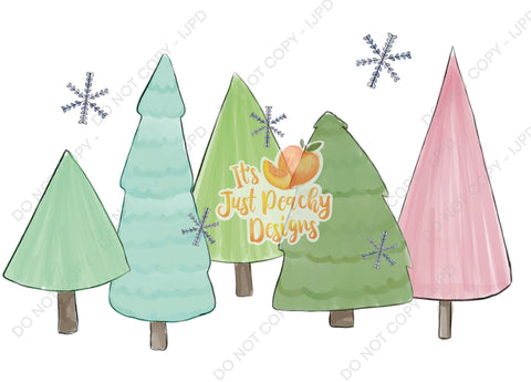 Watercolor Winter Trees 2 PNG