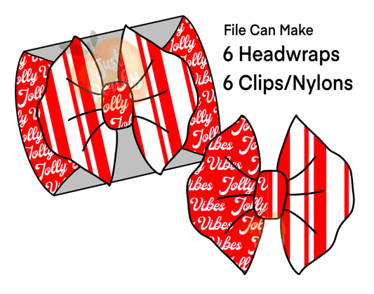 Half/Half Bows-  Jolly Vibes - Candy Cane Stripes