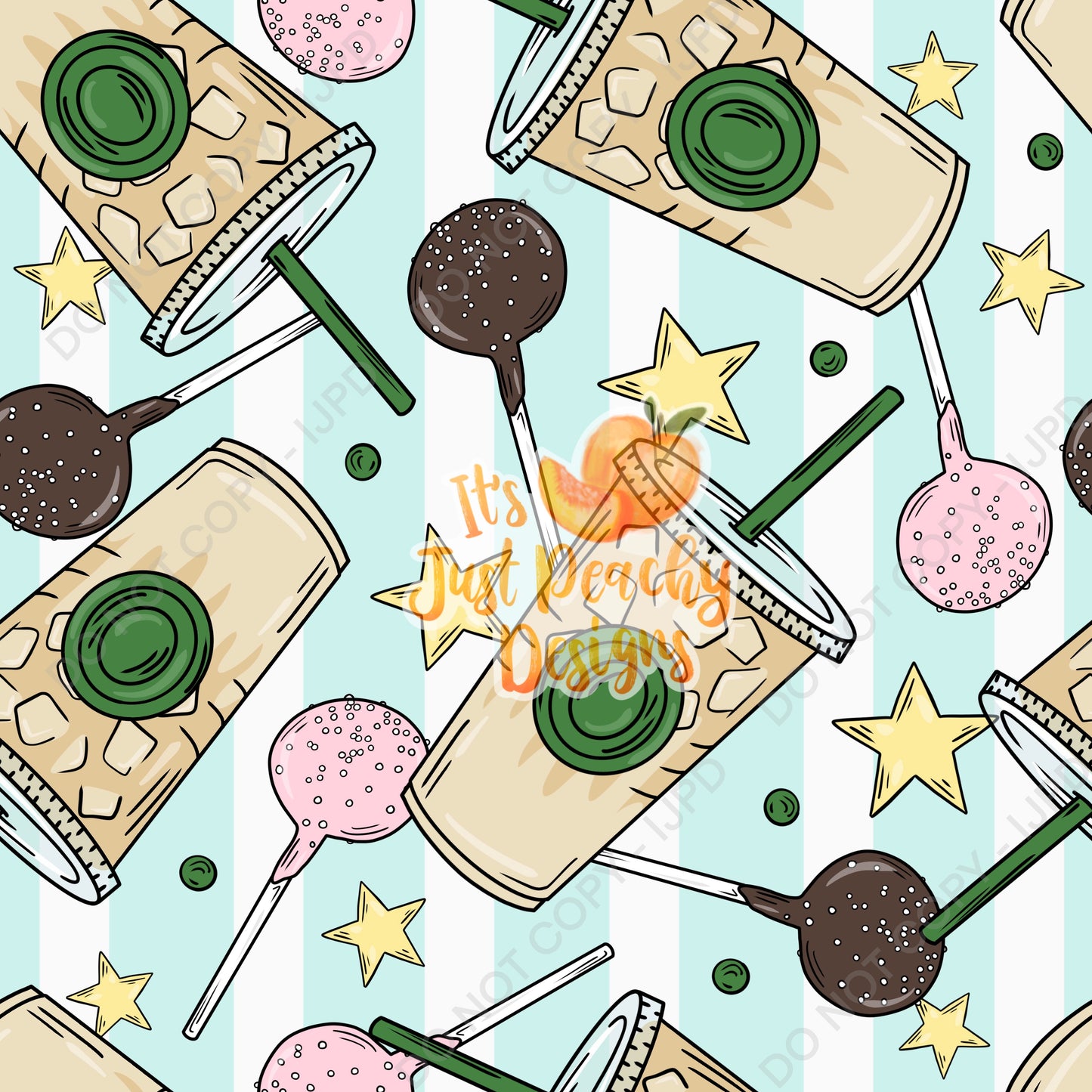 Coffee & Cake Pops Stripes- Multiple Color Options