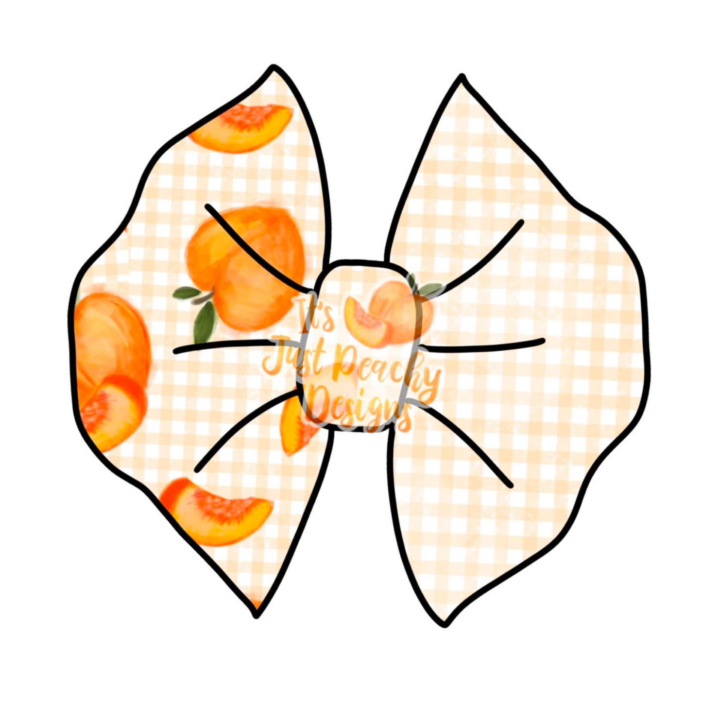 Half/Half Bows-  Gingham Peaches