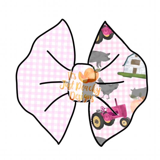 Half/Half Bows-  Pink Gingham Farm