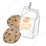 Watercolor Milk and Cookies PNG - Multiple Colors