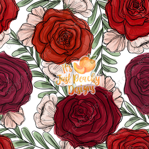 Red Roses Floral -Multiple Color Options