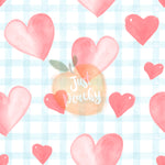 Pink Watercolor Hearts Gingham