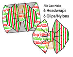 Half/Half Bows-  Merry Vibes Red/Green Stripes