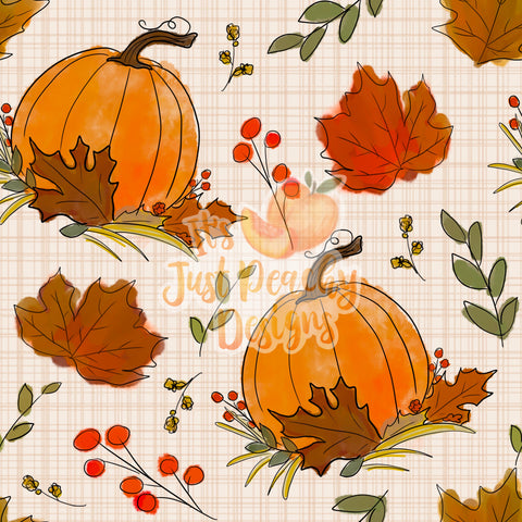 Pumpkin Floral- Multiple Background Options