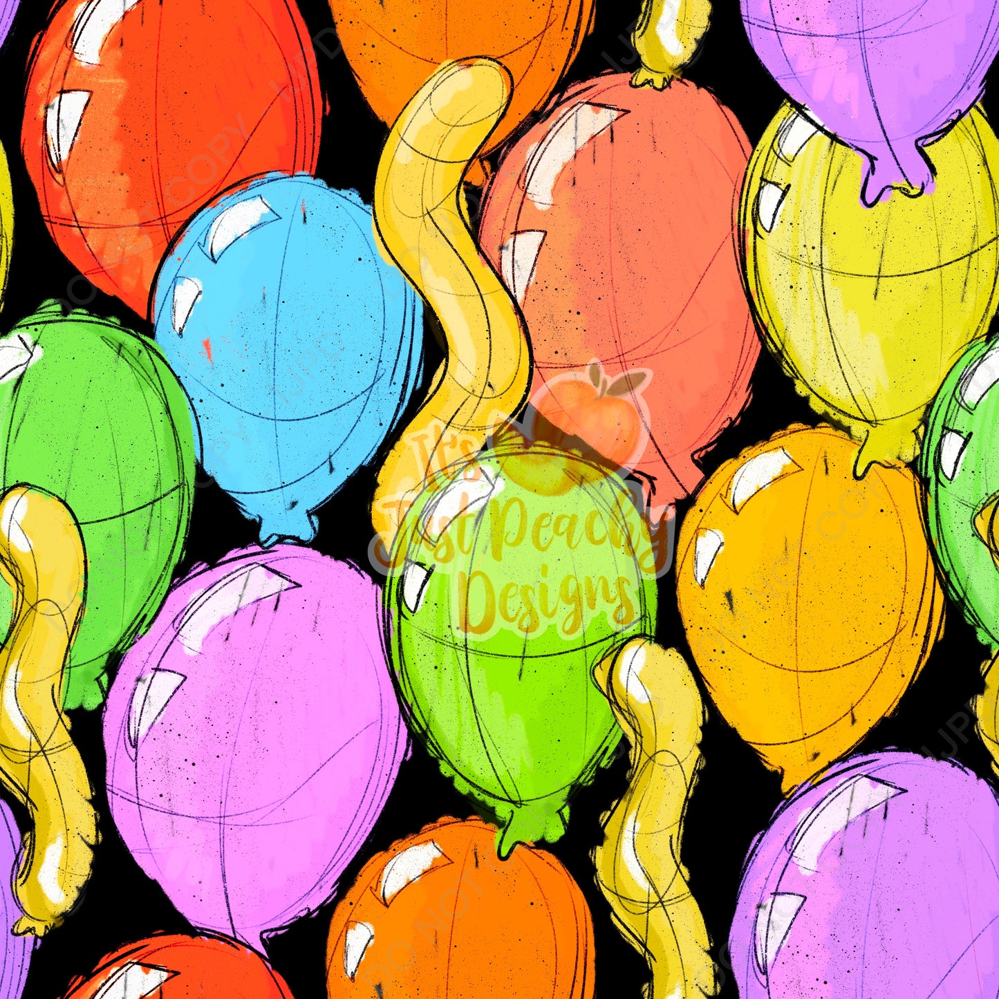 Multicolor Sketchy Balloons - Multiple Colors