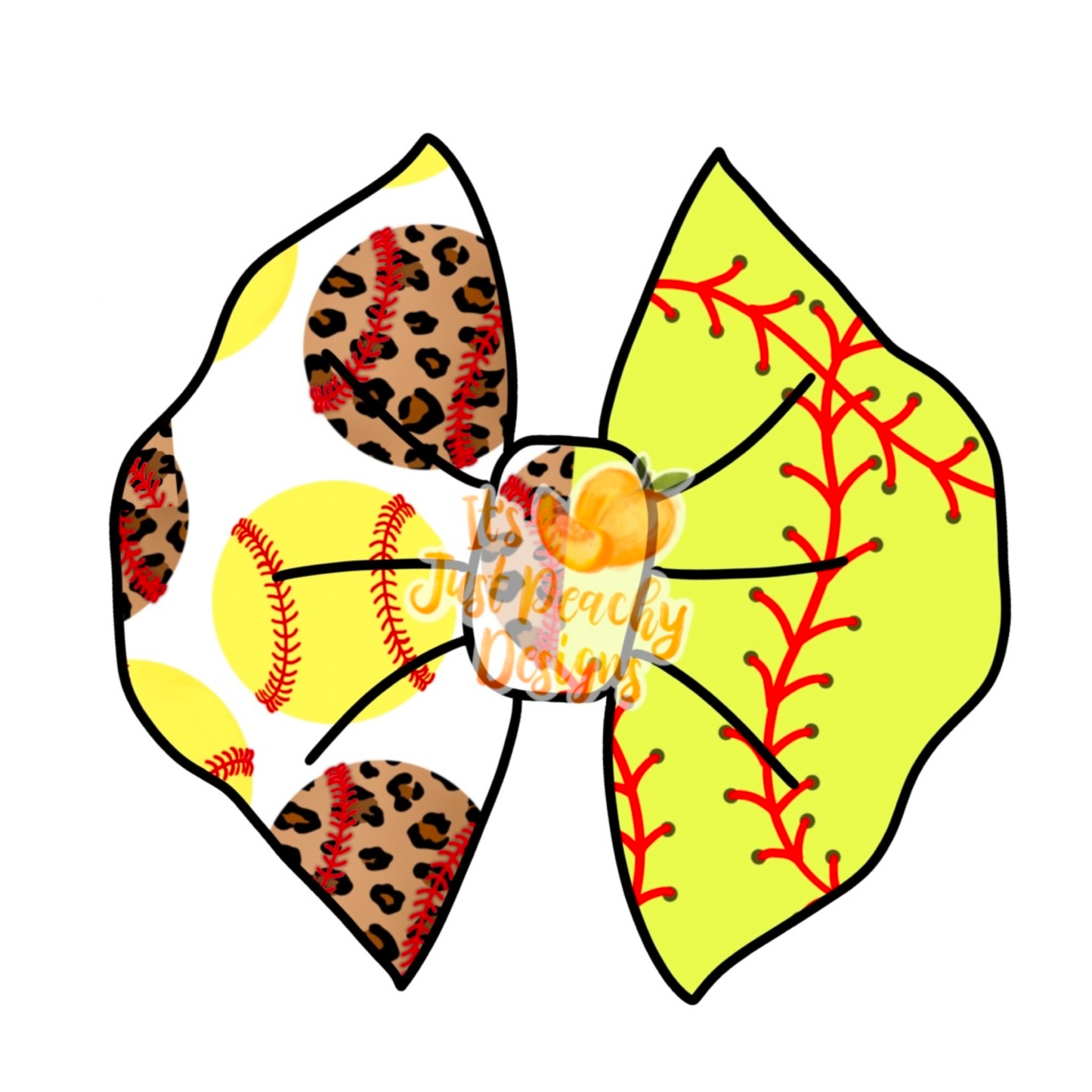 Half/Half Bows- Leopard Softball