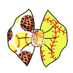 Half/Half Bows- Leopard Softball
