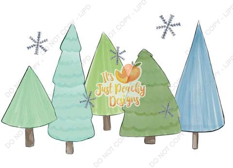 Watercolor Winter Trees 1 PNG