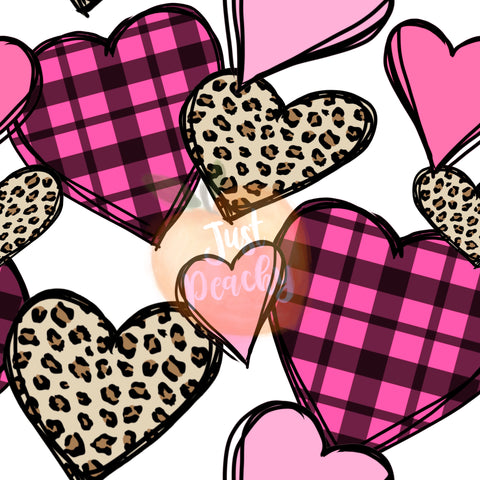 Plaid Leopard Hearts - Multiple Colors