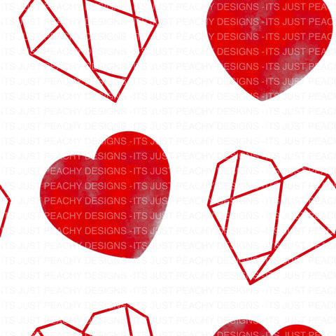Red Geometric Hearts- Multiple Colors